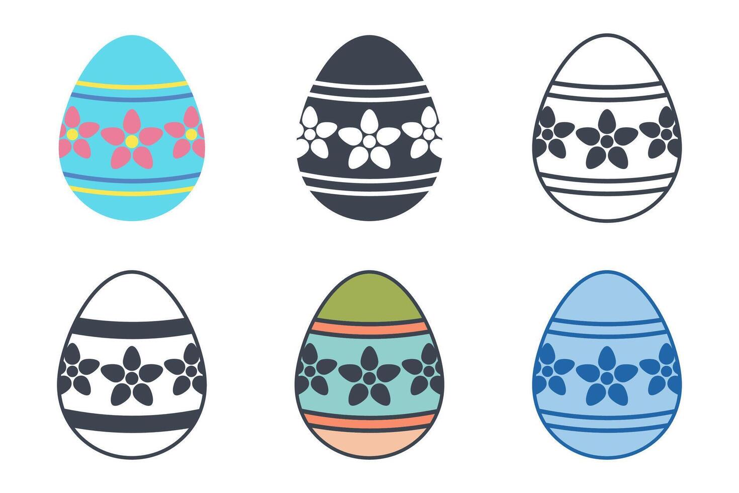 Easter day festival. Easter eggs icons on white background. Vector illustration