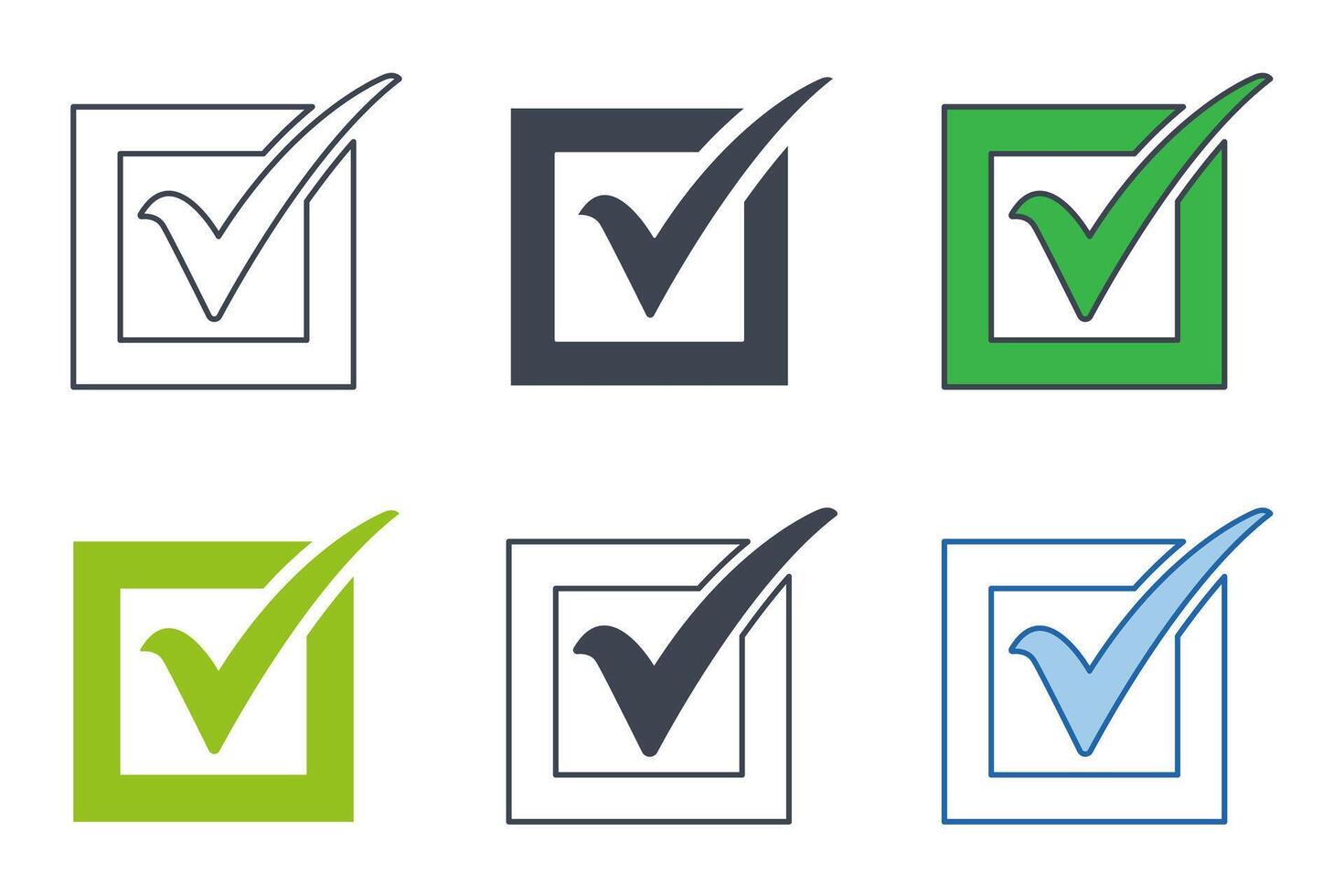 Check list button icon collection with different styles. Check mark in box sign symbol vector illustration isolated on white background