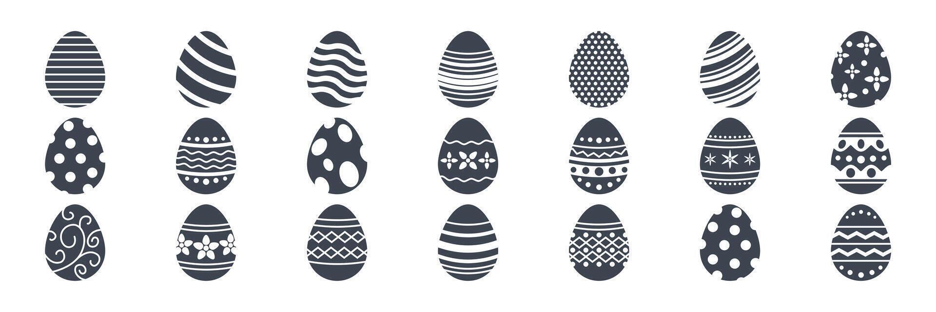 Easter eggs, Easter day festival icon set, ostern egg icons with decoration patterns symbols collection, logo isolated vector illustration