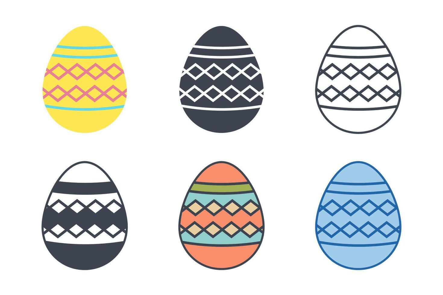 Pascua de Resurrección día festival. Pascua de Resurrección huevos íconos en blanco antecedentes. vector ilustración