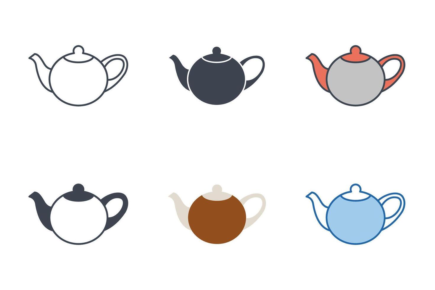 té maceta íconos con diferente estilos. tetera símbolo vector ilustración aislado en blanco antecedentes