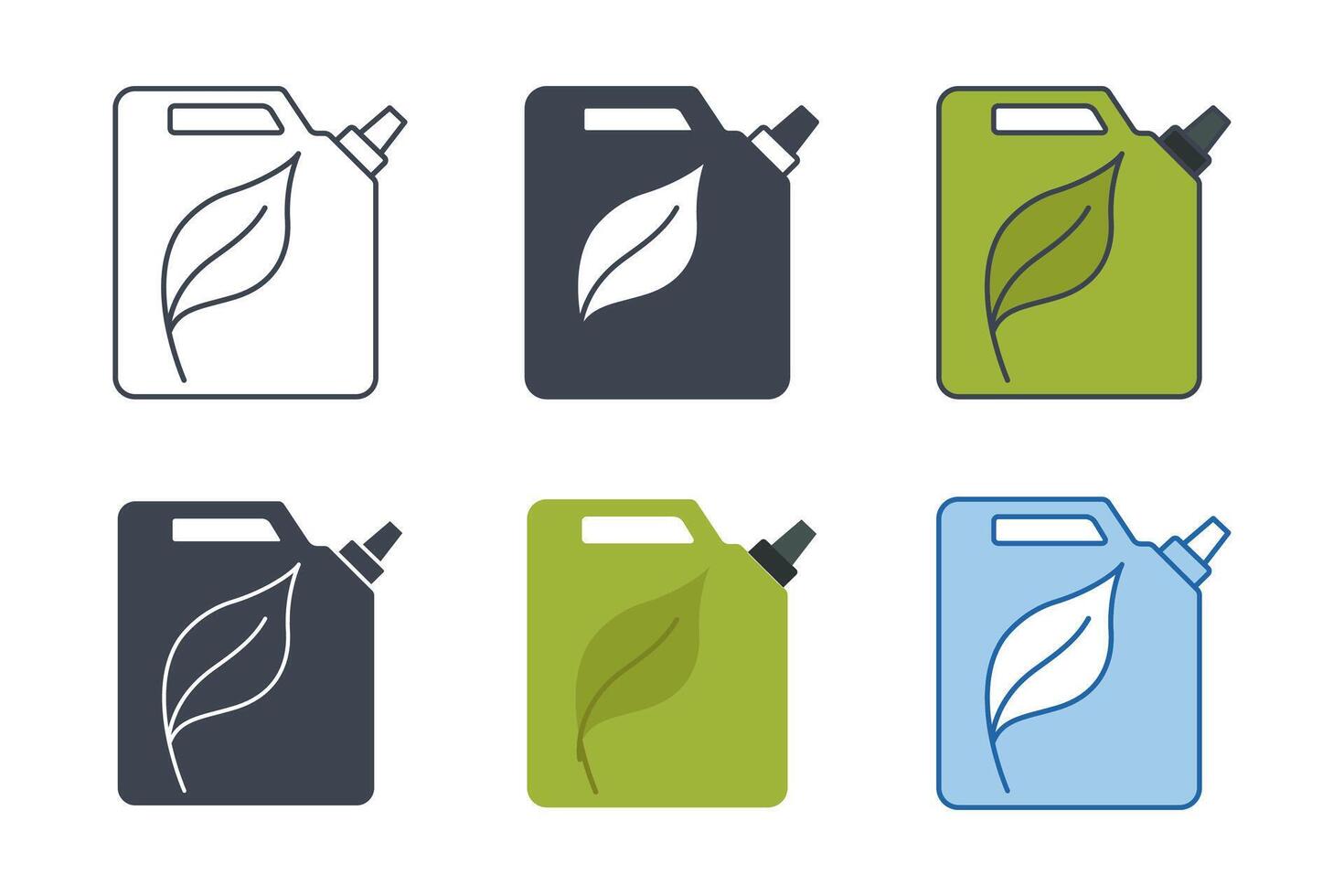 Biofuel canister icons with different styles. Renewable Biofuel symbol vector illustration isolated on white background