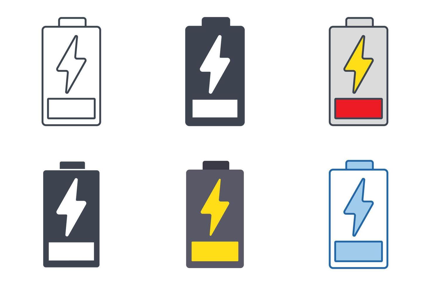Battery icons with different styles. battery charge level indicator symbol vector illustration isolated on white background
