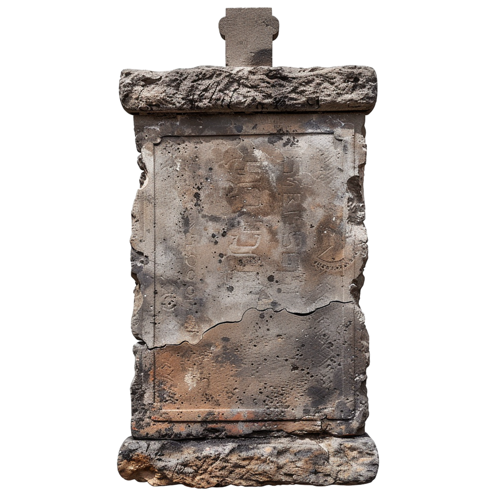 AI generated Ancient stone signboard ai art cutout on transparent background png