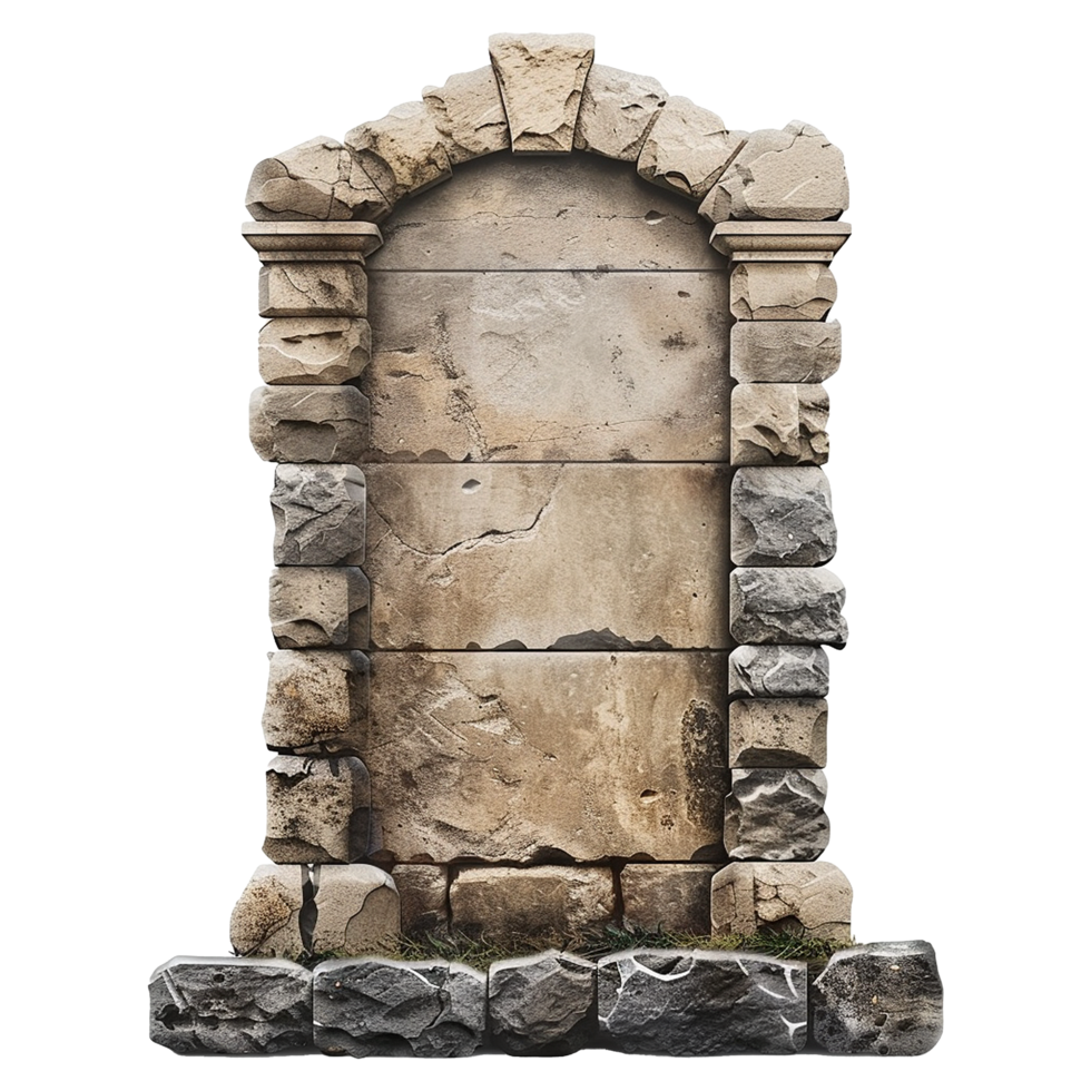 AI generated Ancient stone signboard ai art cutout on transparent background png