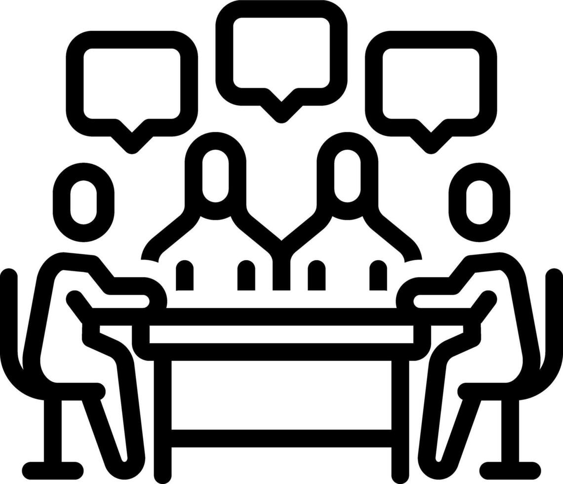 Vector black line icon for team