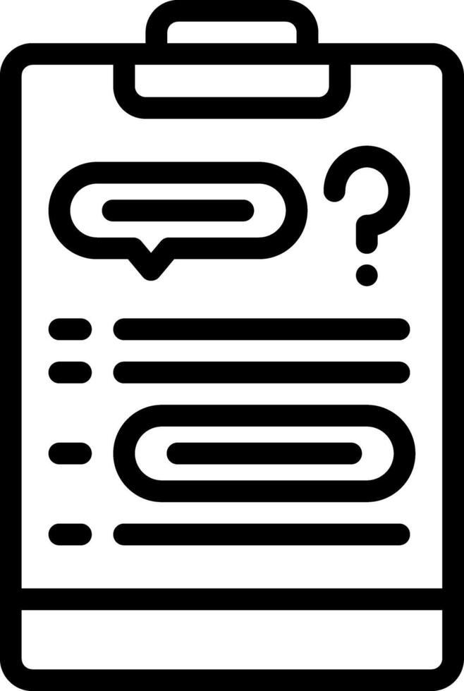 Vector black line icon for answer