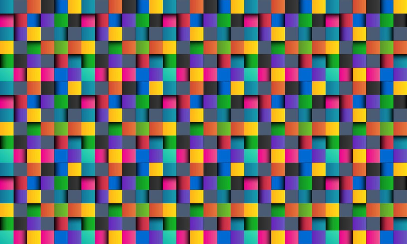 Colorful square abstract background with black lines, colored square with shadows, pixel mosaic, vector illustration