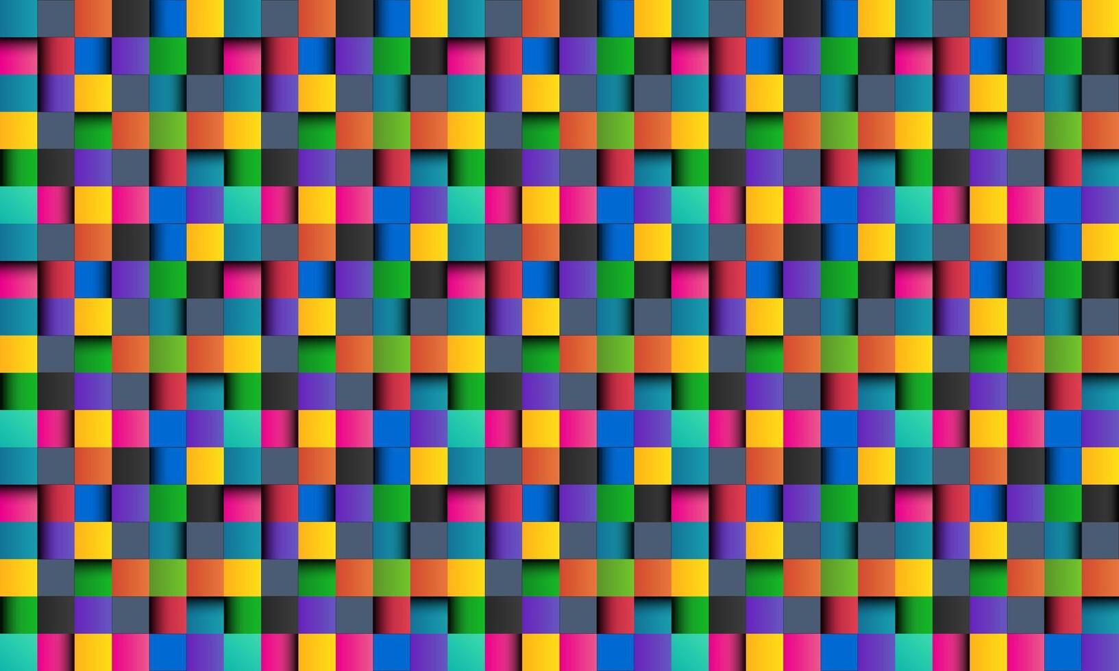 Colorful square abstract background with black lines, colored square with shadows, pixel mosaic, vector illustration