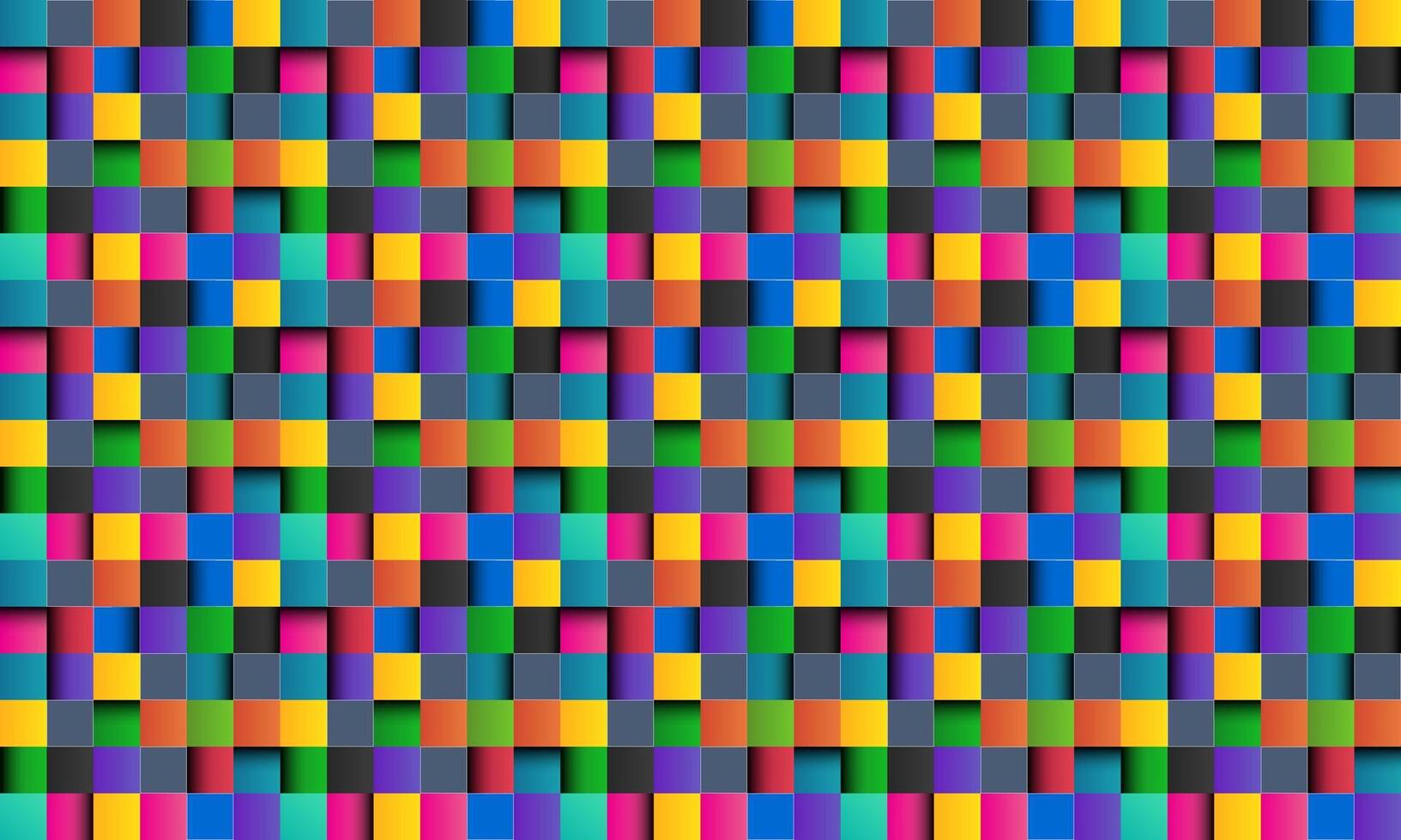 Colorful square abstract background with white lines, colored square with shadows, pixel mosaic, vector illustration