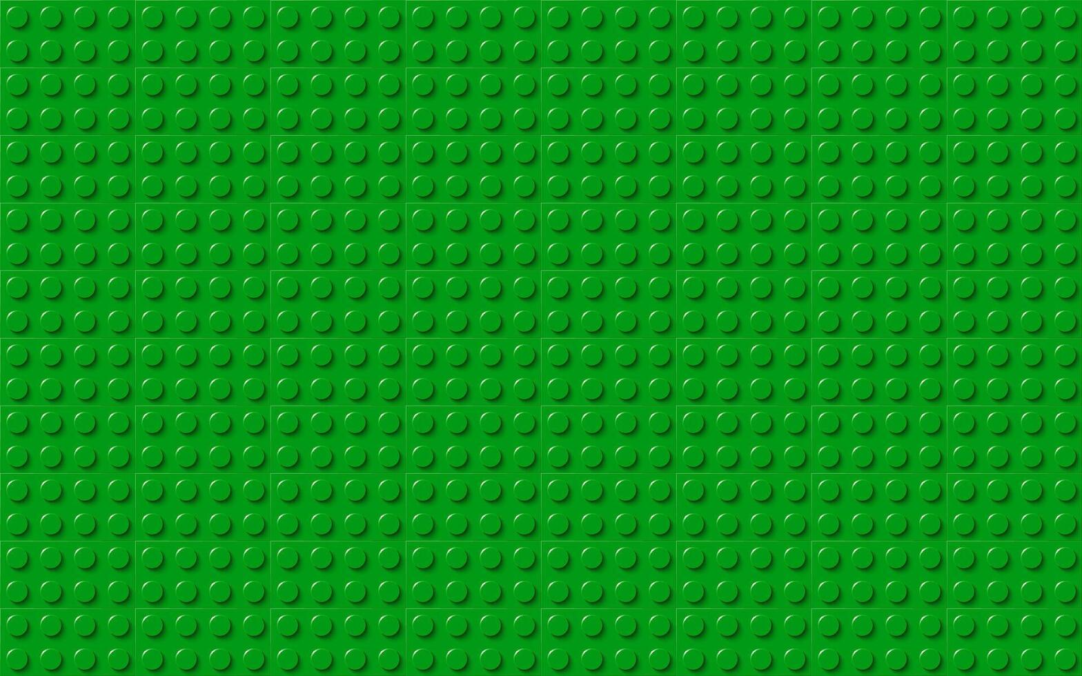 Green plastic toy blocks. Modern vector bricks background. Plastic construction plate. Simple vector illustration