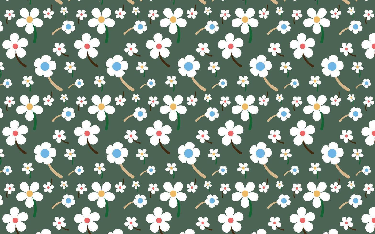 beautiful cute flowers pattern background vector