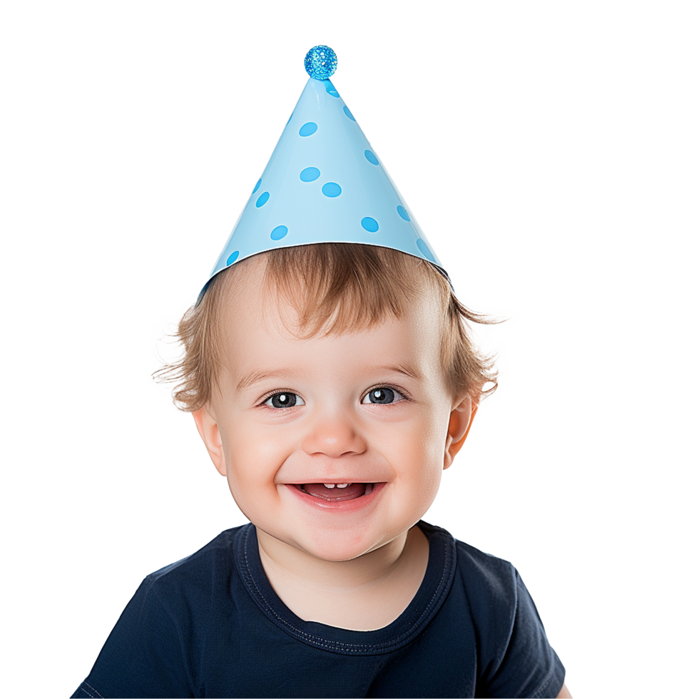 ai généré petit garçon anniversaire casquette png isolé sur transparent Contexte