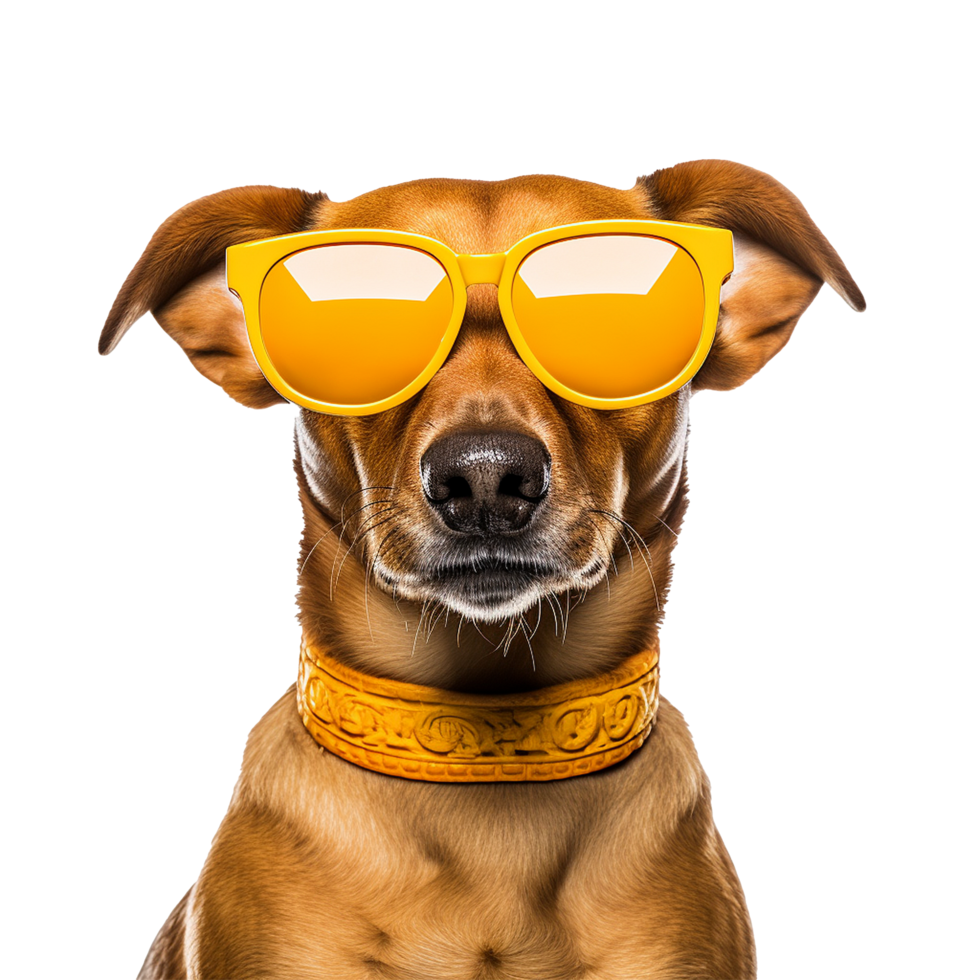AI generated Dog wearing cool summer glasses png isolated on transparent background