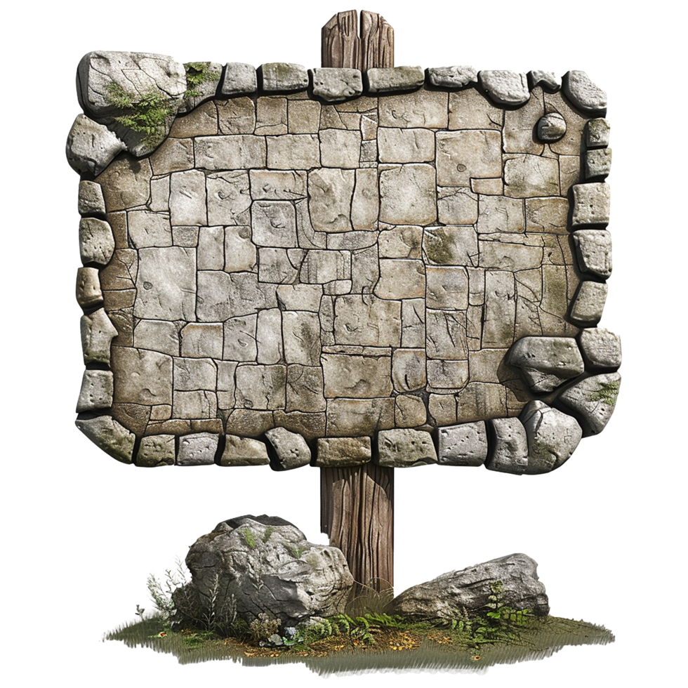 AI generated Ancient stone signboard ai art cutout on transparent background png