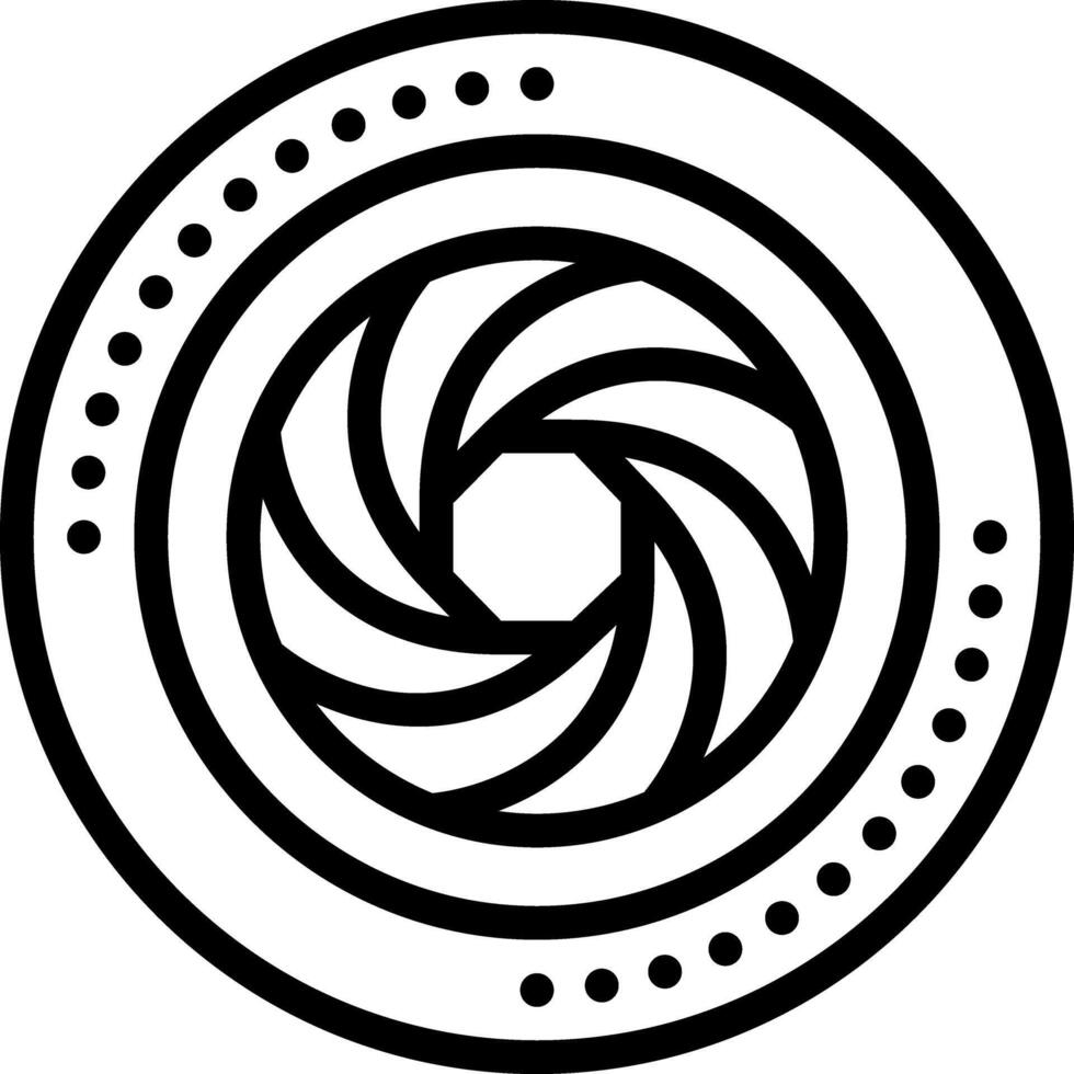 Vector black line icon for lens