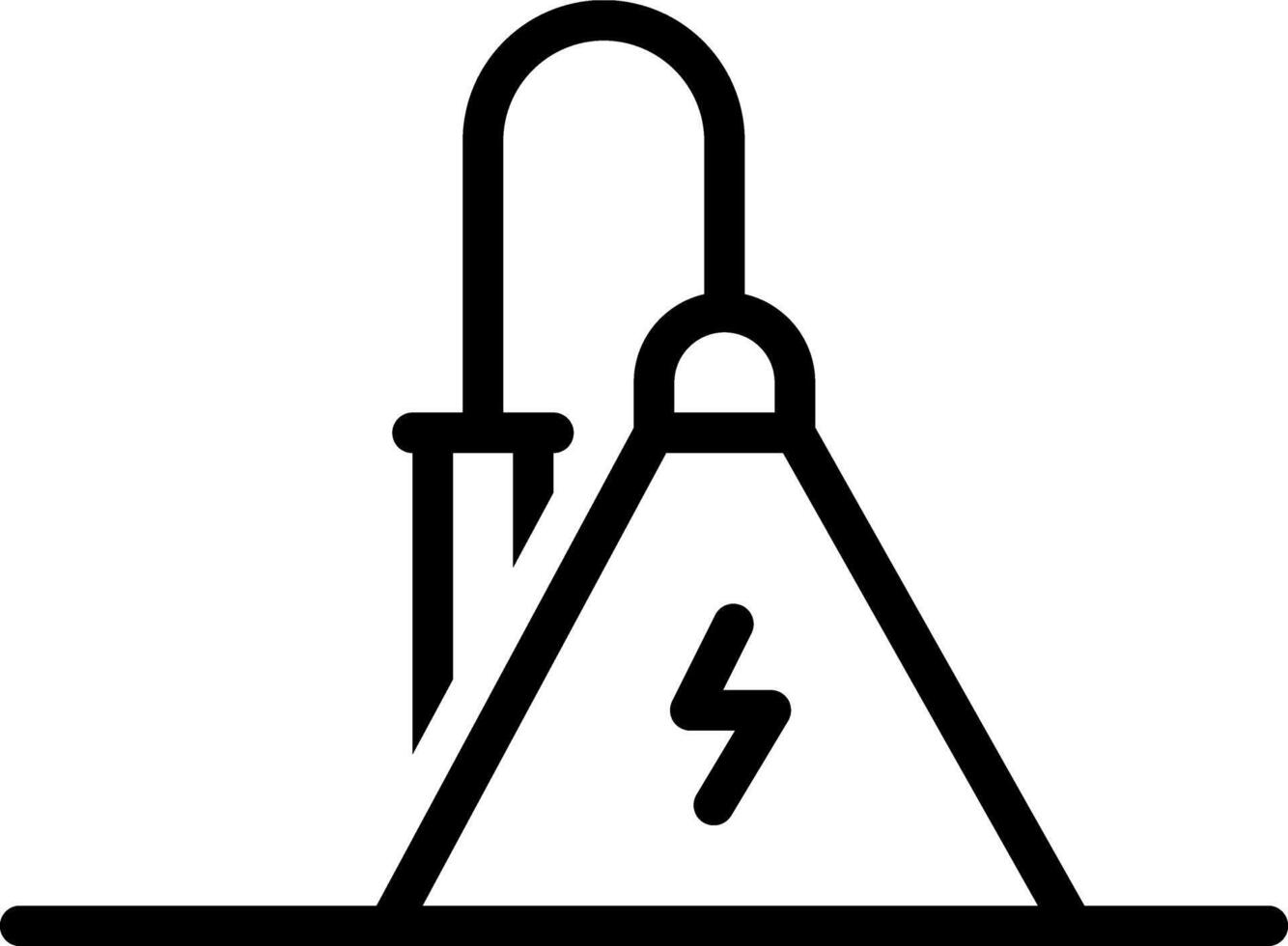 Vector black line icon for lightning