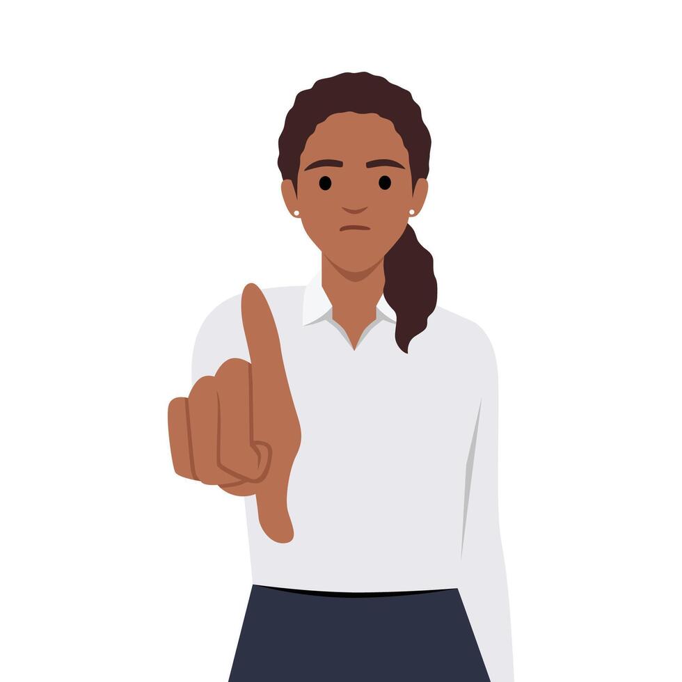 Gesture business woman pointing finger at you vector