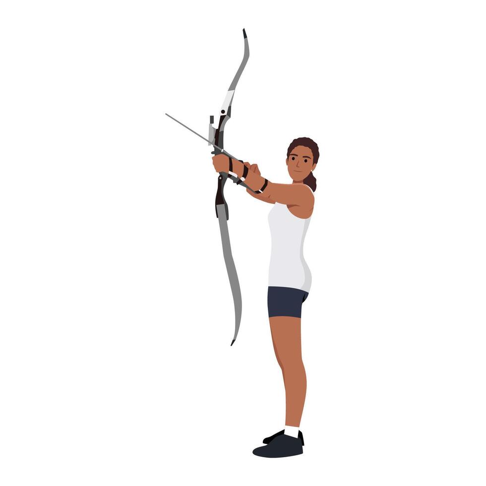 Archery athlete with compound bow. vector