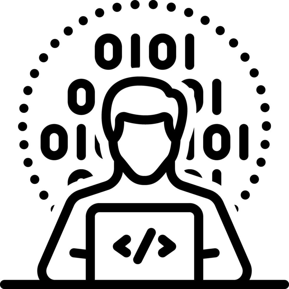 vector negro línea icono para programador