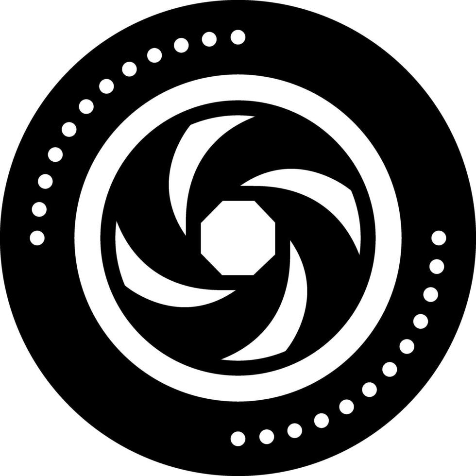 Solid black icon for lens vector