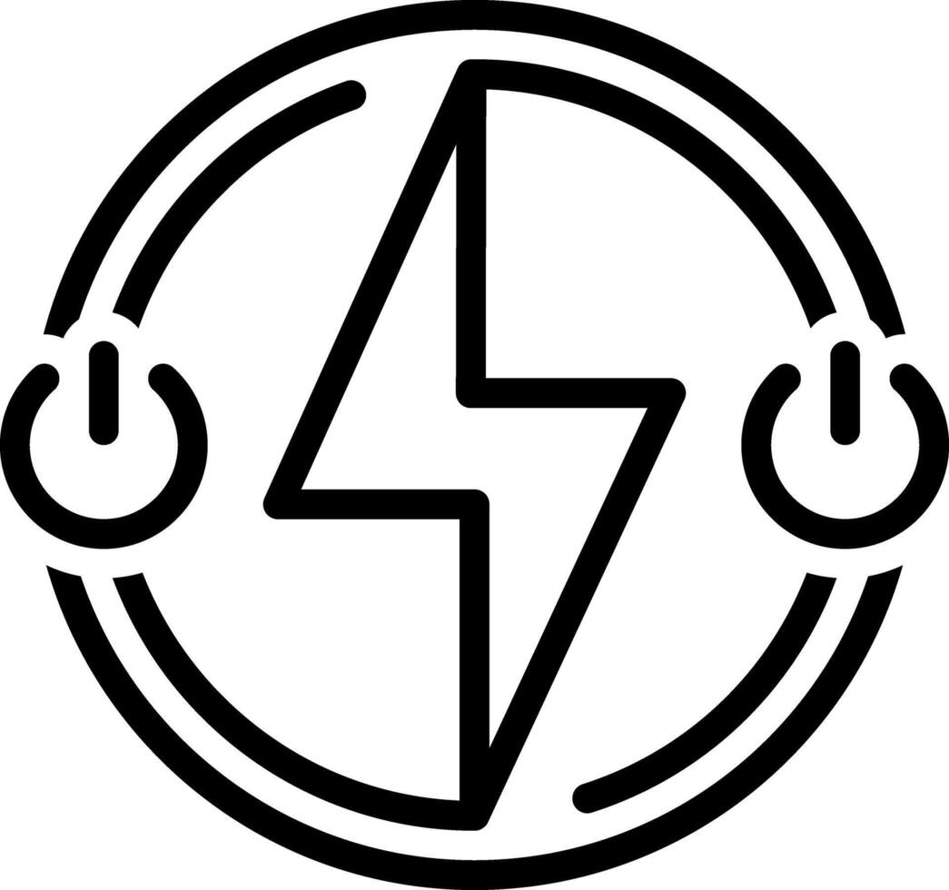 Vector black line icon for powered
