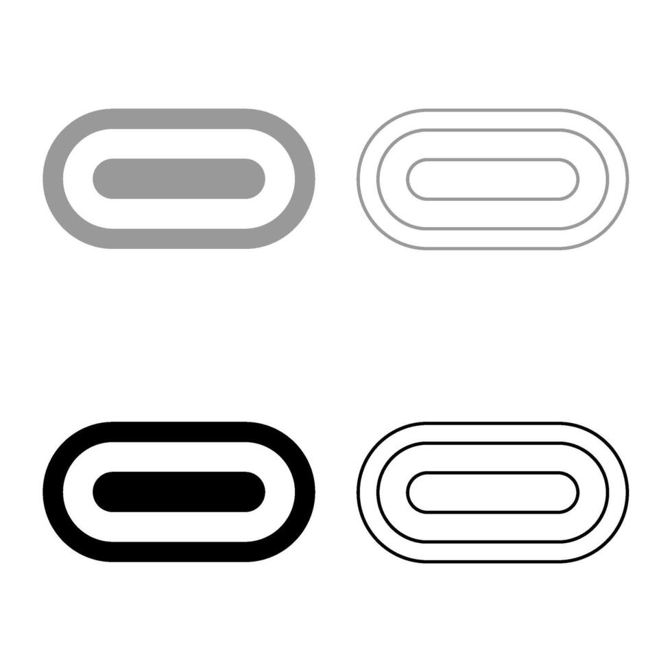 USB tipo C rayo interfaz relámpago Puerto enchufe conector conjunto icono gris negro color vector ilustración imagen sólido llenar contorno contorno línea Delgado plano estilo