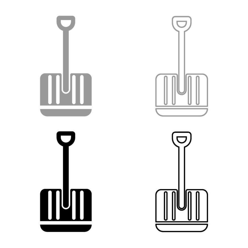 Winter shovel set icon grey black color vector illustration image solid fill outline contour line thin flat style