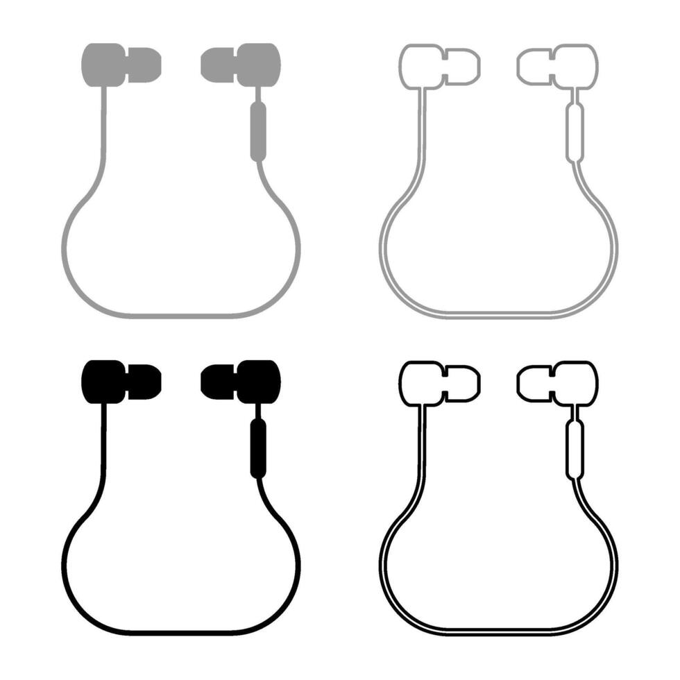 vacío auriculares cableado inalámbrico conjunto icono gris negro color vector ilustración imagen sólido llenar contorno contorno línea Delgado plano estilo