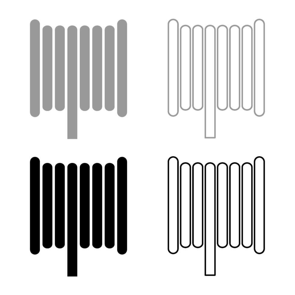 Cable coil wire reel spool set icon grey black color vector illustration image solid fill outline contour line thin flat style