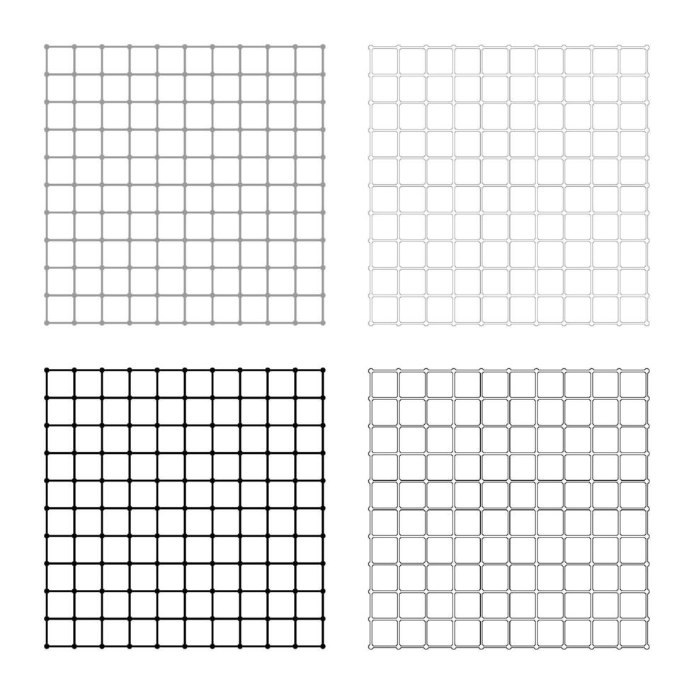 Square grid checkered set icon grey black color vector illustration image solid fill outline contour line thin flat style