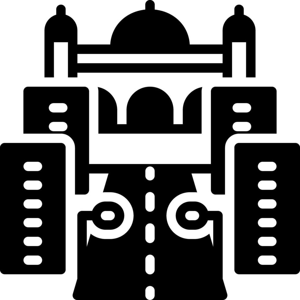 Solid black icon for avenue vector