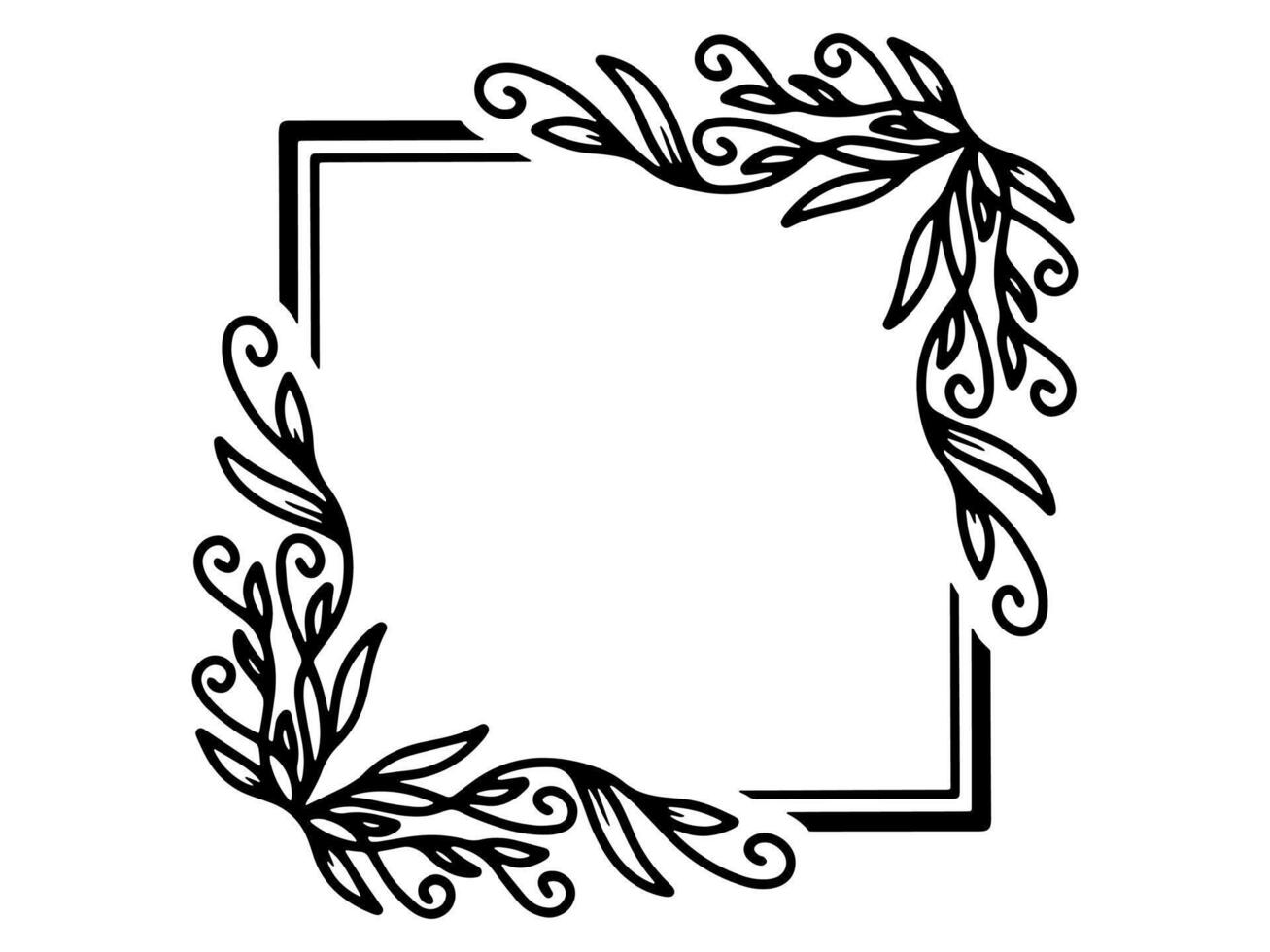 Flower Frame Sketch Line Art vector