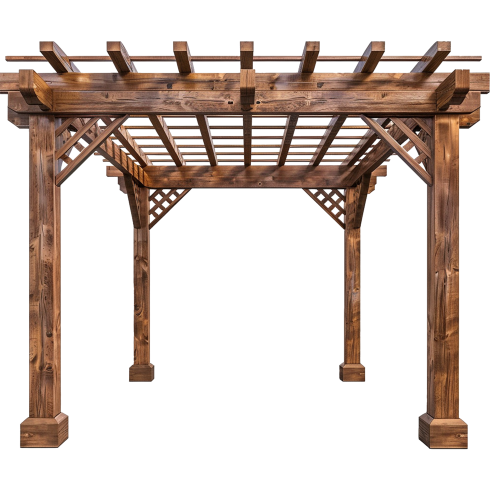 AI generated Wooden pergola isolated on transparent background png