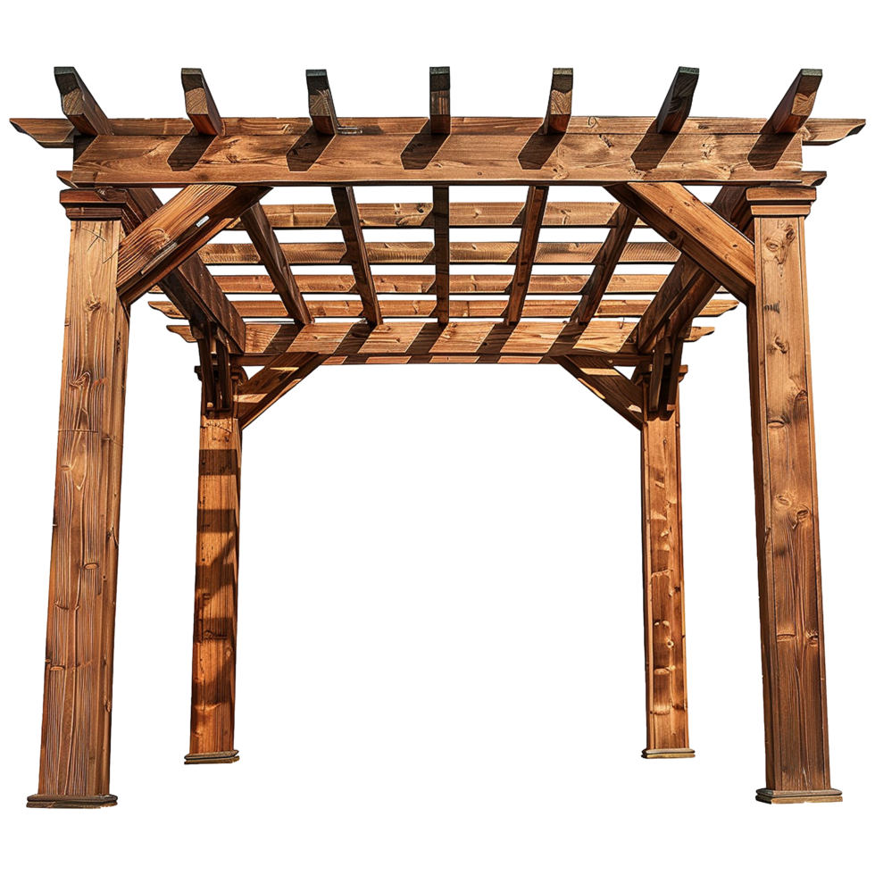 AI generated Wooden pergola isolated on transparent background png