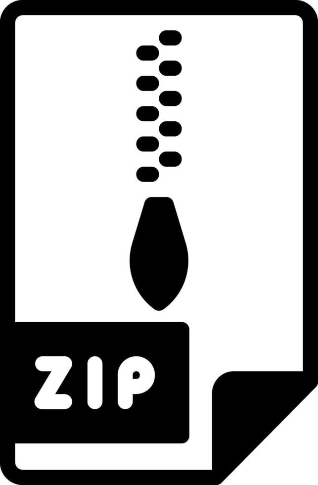 Vector solid black icon for zip