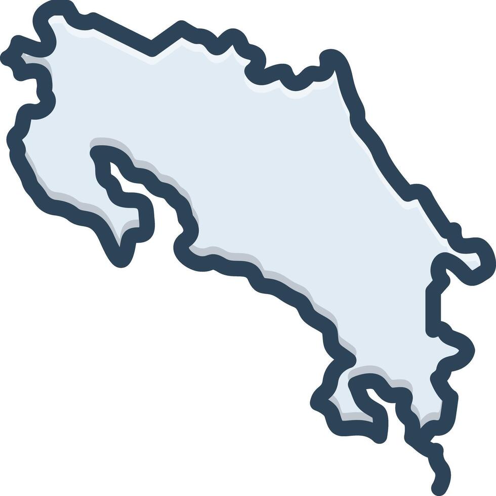 Vector black line icon for costa rica