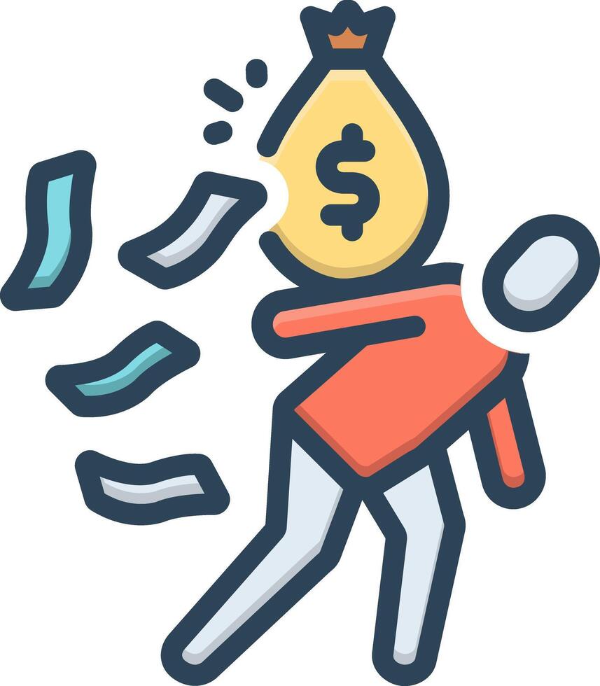 Vector black line icon for debt burden