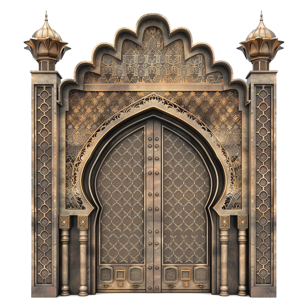 AI generated Beautiful arabic door isolated on transparent background png