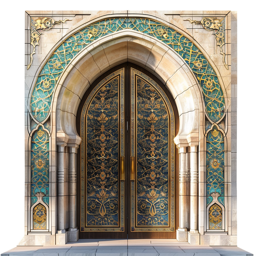 AI generated Beautiful arabic door isolated on transparent background png
