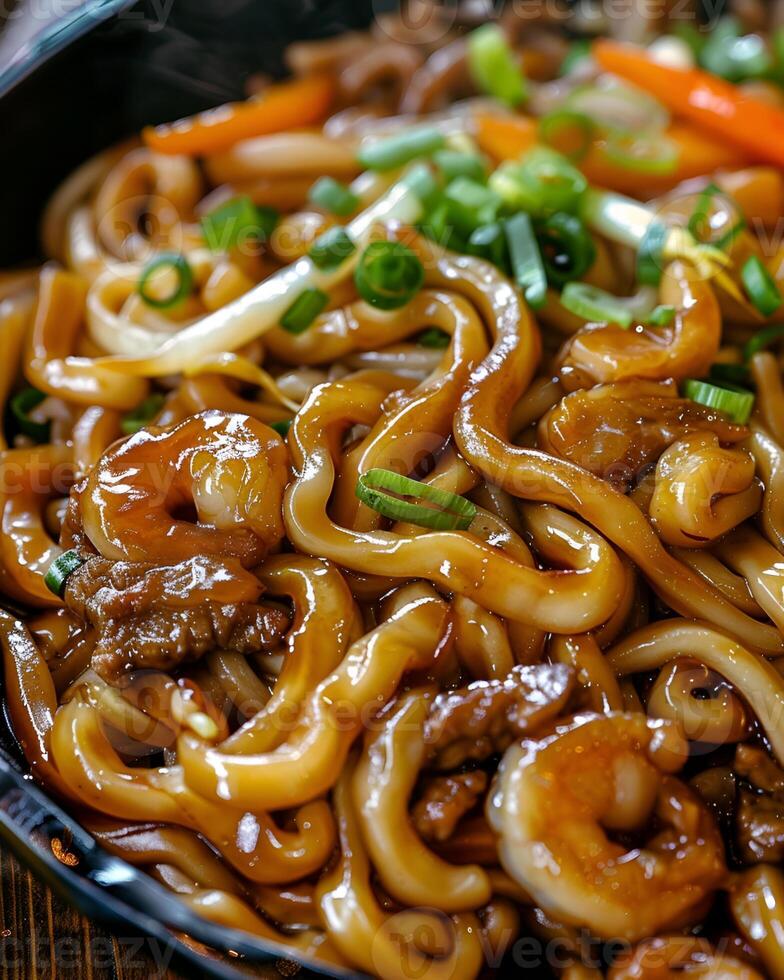 ai generado de cerca foto de yaki udon