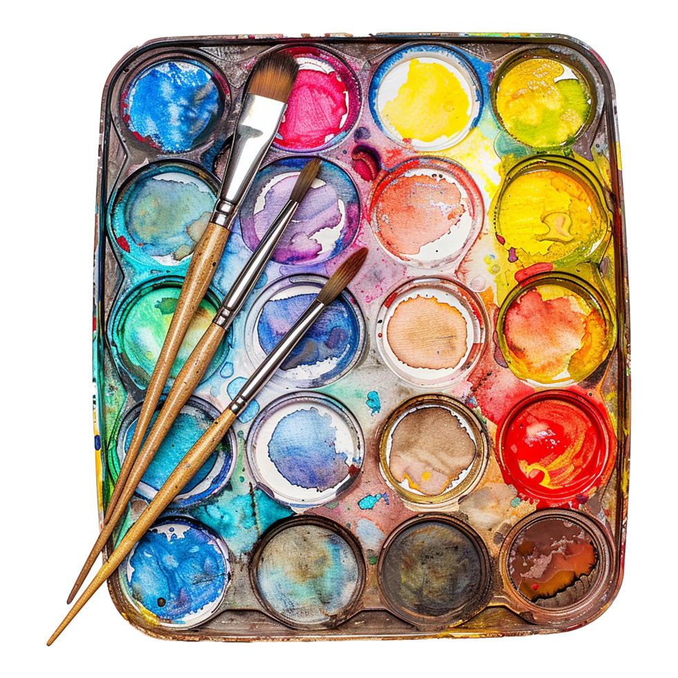 AI generated Good looking carnival themed watercolor palette isolated on transparent background png