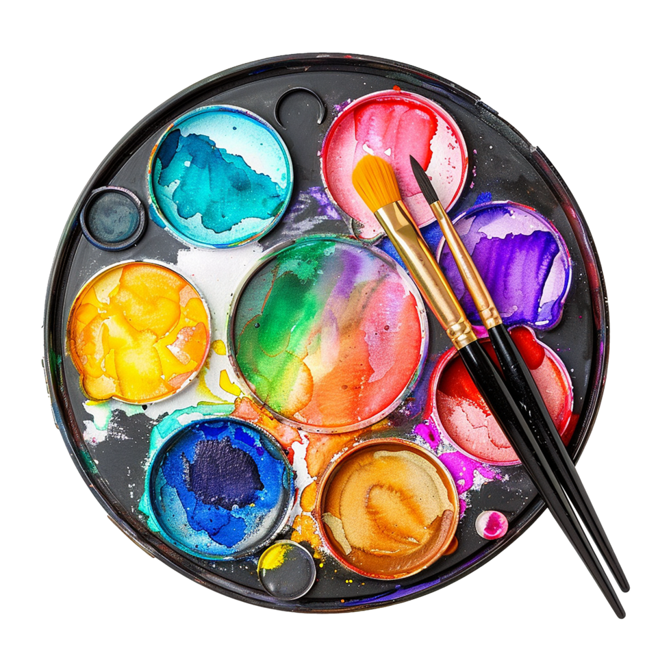 AI generated Good looking carnival themed watercolor palette isolated on transparent background png