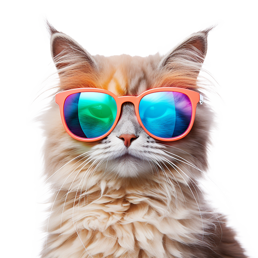 ai generiert Katze tragen cool Sommer- Brille png isoliert auf transparent Hintergrund