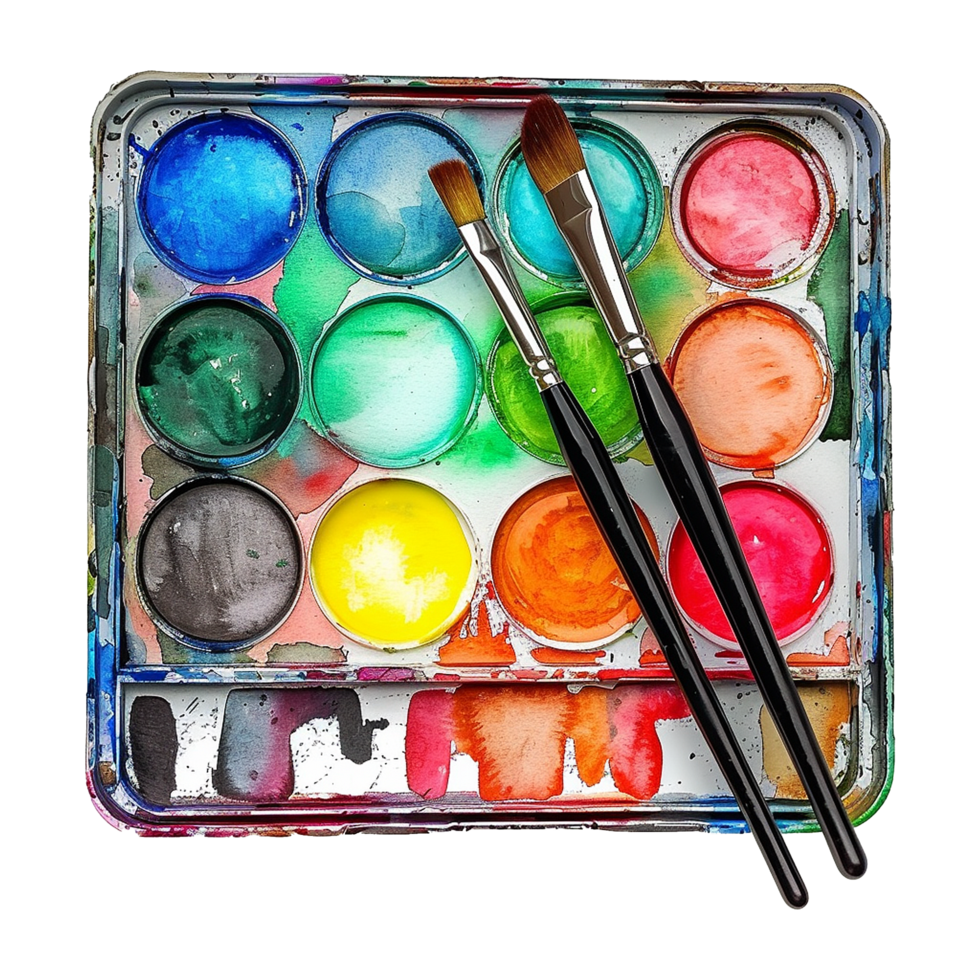 AI generated Good looking carnival themed watercolor palette isolated on transparent background png