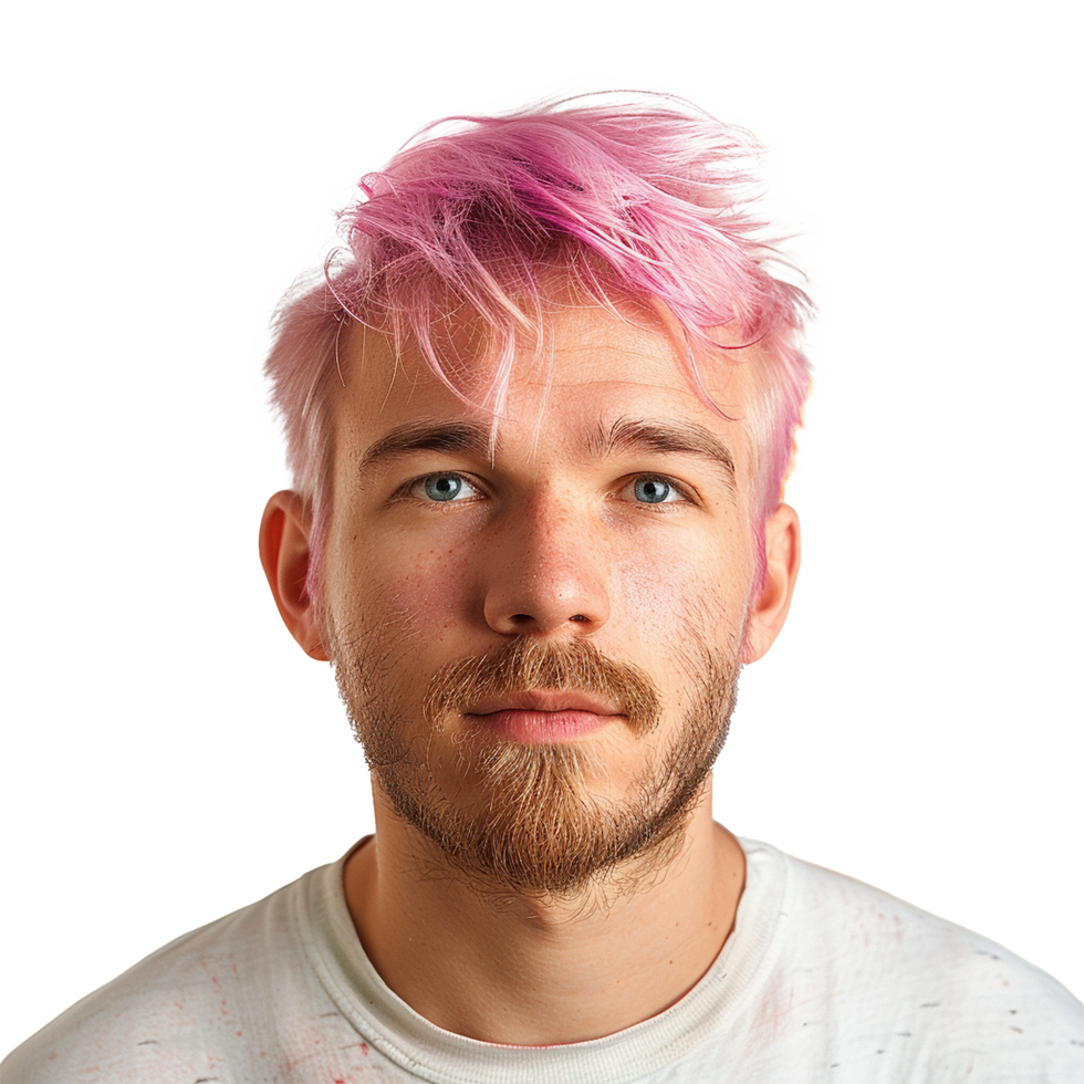 AI generated Portrait of a man with pink hair isolated on transparent background png