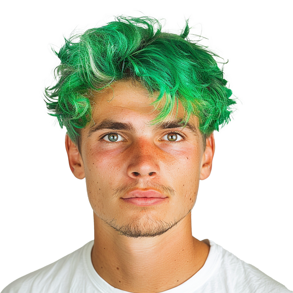 AI generated Portrait of a man with green hair isolated on transparent background png