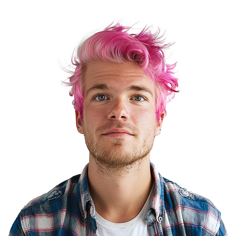 AI generated Portrait of a man with pink hair isolated on transparent background png