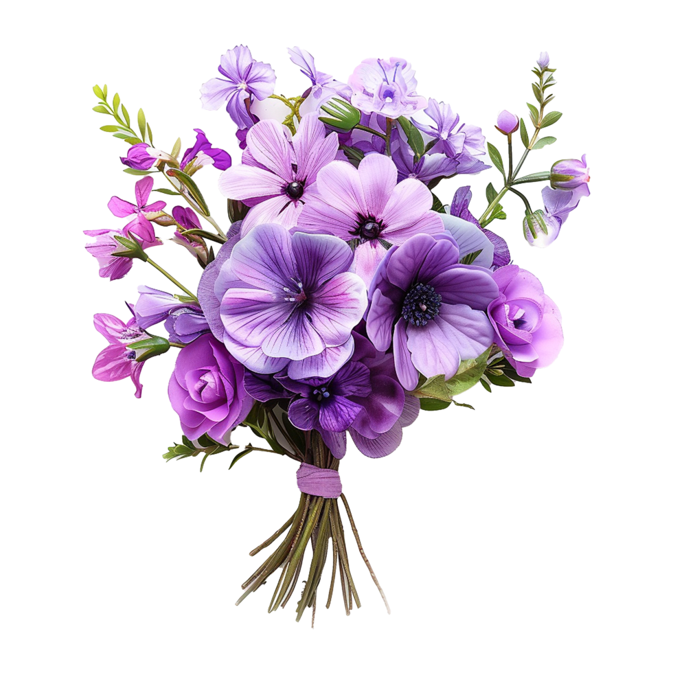 AI generated Stylish purple bouquet isolated on transparent background png