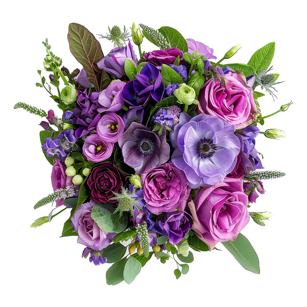 AI generated Stylish purple bouquet isolated on transparent background png